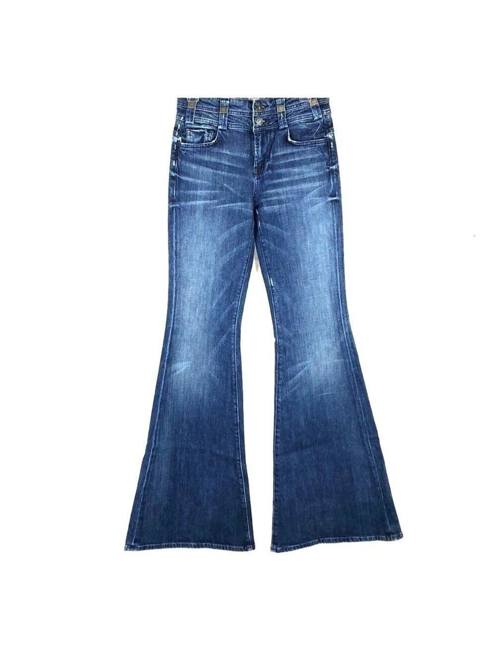 New - Vintage 80's 7 For All Mankind Rissy HighWaisted Bel Bottom Wide Leg Jeans